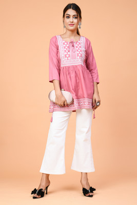 Samiksha Enterprises Casual Embroidered Women Pink Top