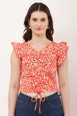 TRUSTROW Casual Printed Women Orange Top