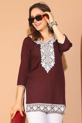 Rajnandini Casual Embroidered Women Maroon Top