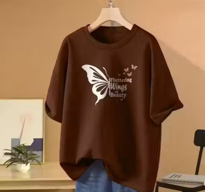 MYMUNI Casual Printed Women Brown Top