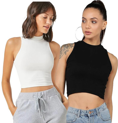 Mirana Casual Self Design Women White, Black Top