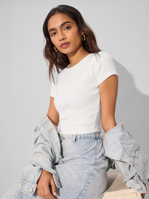 The Souled Store Casual Solid Women White Top