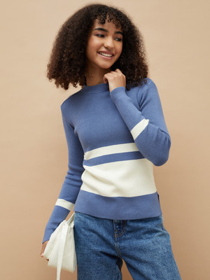 Fame Forever by Lifestyle Casual Striped Women Blue Top