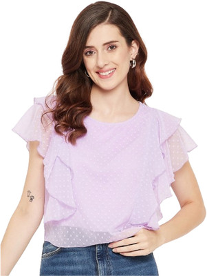 HouseOfCommon Casual Solid Women Purple Top