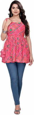 MANNFashions Casual Printed Women Pink Top