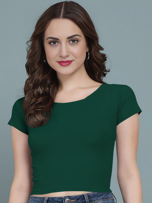 Kashonaa Casual Solid Women Dark Green Top