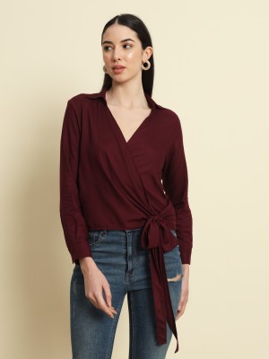 TREND ARREST Casual Solid Women Maroon Top