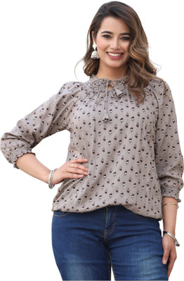 VSUNDRA Party Printed Women Brown Top