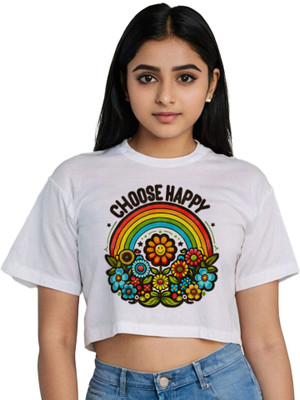 Ninjathreads Casual Printed, Solid Women White Top