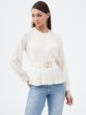 HARPA Casual Striped Women White Top