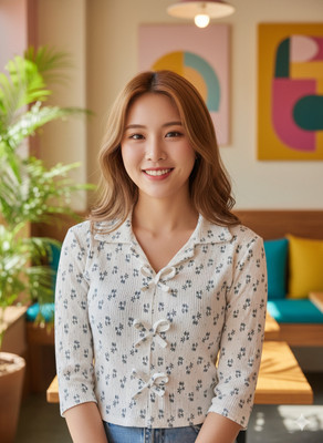 QUINTESSENTIALS Casual Floral Print Women Green, White Top