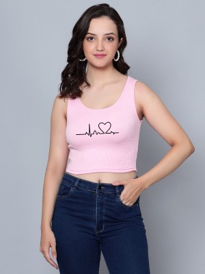 Fashion And Youth Casual Printed Women Pink Top