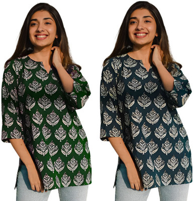ak fashion mall Casual Printed Women Green Top