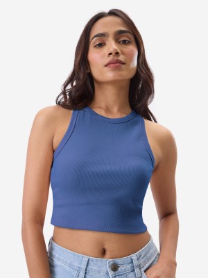 The Souled Store Casual Solid Women Blue Top