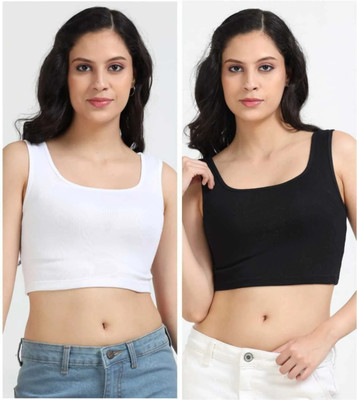 Chroma Style Casual Solid Women White, Black Top