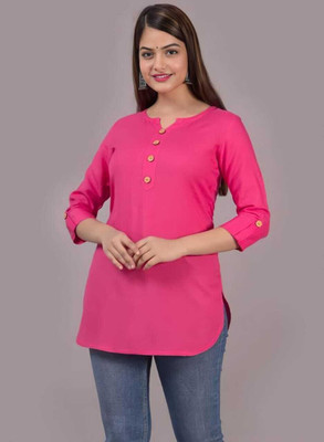 kair Casual Solid Women Pink Top