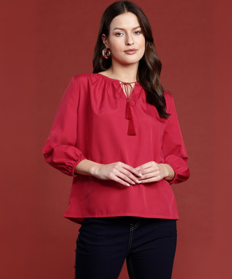all about you Casual Solid Women Red Top
