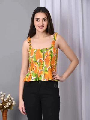 VYMO Casual Geometric Print Women Multicolor Top