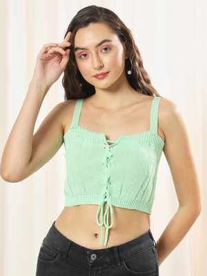 TANDUL Casual Solid Women Light Green Top