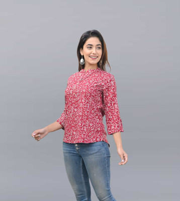 METRONAUT Casual Printed Women Red Top