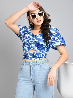 PRETTY LOVING THING Casual Printed Women Blue Top