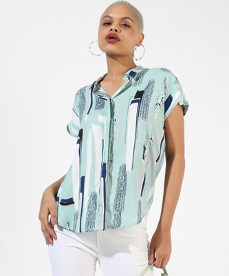 CAMPUS SUTRA Casual Graphic Print Women Green Top