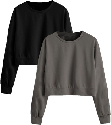 THE BLAZZE Casual Solid Women Grey, Black Top