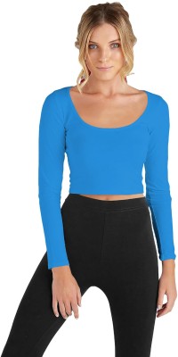 THE BLAZZE Casual Solid Women Light Blue Top