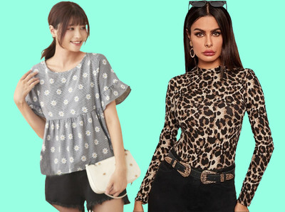 Kashonaa Casual Printed Women Grey, Black Top
