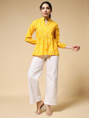 veshh Casual Printed Women Yellow Top