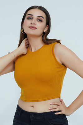 Berry Bird Casual Solid Women Yellow Top