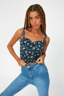 Trendyol Casual Printed Women Dark Blue Top