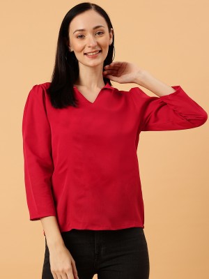 Neesh Casual Printed Women Red Top