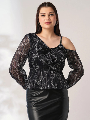 Globus Party Printed Women Black Top