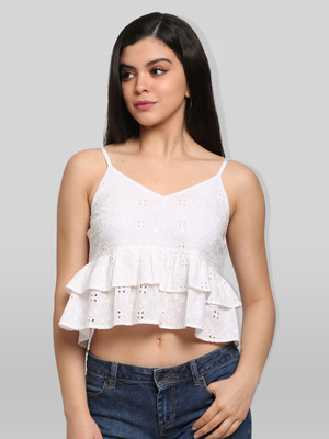 OTTAVIA Party Embroidered Women White Top