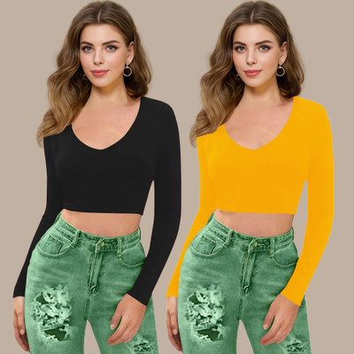 Maheshvi Casual Solid Women Yellow Top