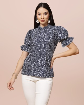 HASMI TRENDZ Casual Floral Print Women Black, White Top