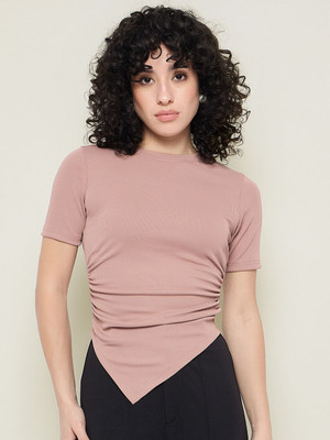 AAYU Casual Solid Women Pink Top