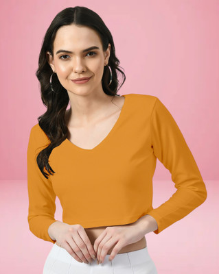 Maheshvi Casual Solid Women Yellow Top