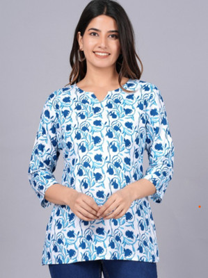 GOPALISONS Casual Printed Women Blue Top