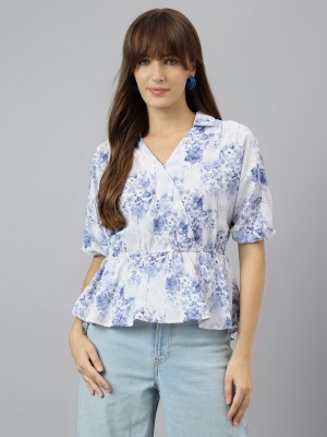 LATIN QUARTERS Casual Printed Women Blue Top