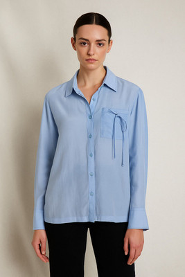 Balentia Casual Solid Women Light Blue Top