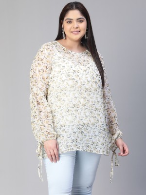 OXOLLOXO Casual Printed Women White, Grey, Yellow Top