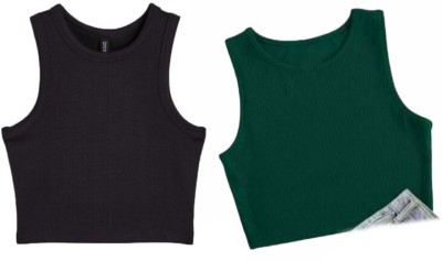 holdvalley Casual Solid Women Green, Black Top