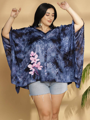 LetsDressUp Casual Printed Women Dark Blue Top