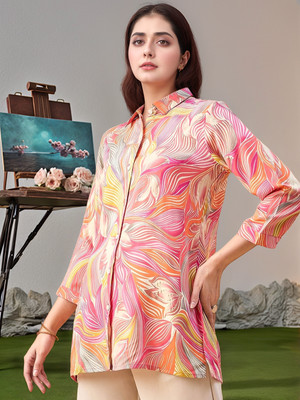 Zindal Creation Casual Printed Women Multicolor, Pink, Orange, White, Yellow Top