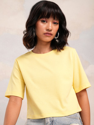Tokyo Talkies Casual Solid Women Yellow Top
