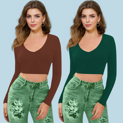 Maheshvi Casual Solid Women Green Top