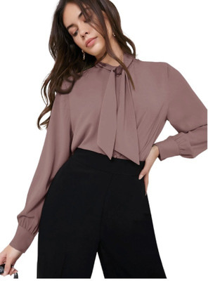 FNOCKS Casual Solid Women Brown Top