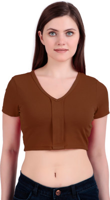 FABS Casual Solid Women Brown Top